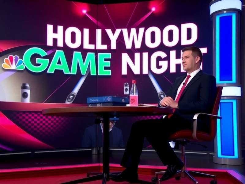 Close-up of a Hollywood Game Night winner celebrating with host and celebrities