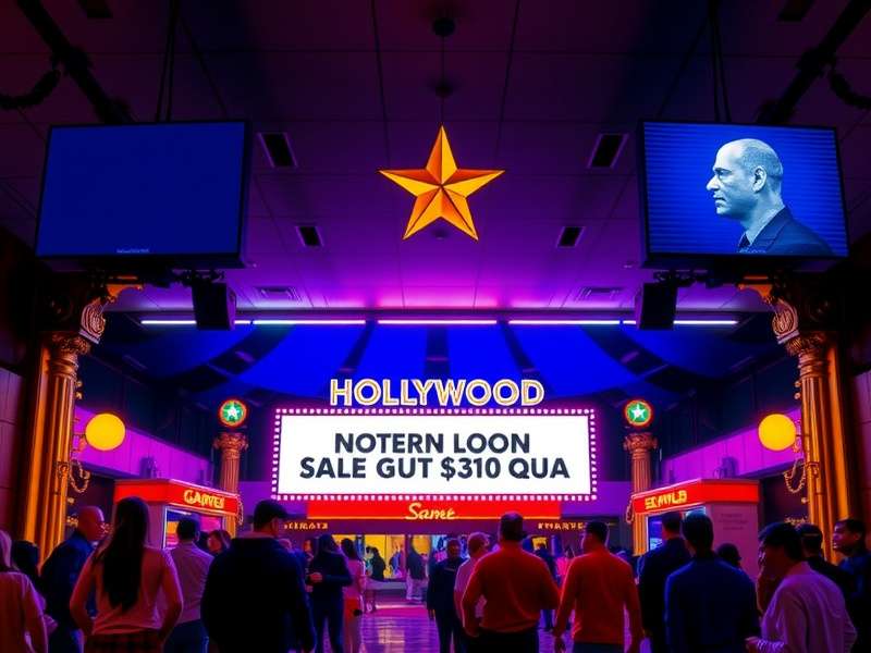 A vibrant party scene with colorful lights and people laughing, representing the energy of Hollywood Game Night