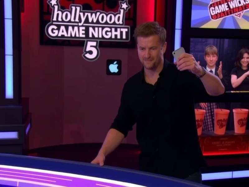 Hollywood Game Night Season 5 Episode 5 set with celebrities playing a charades-style game