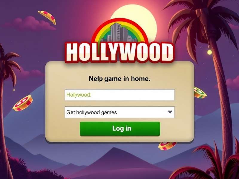 Hollywood Games Login Interface showing dashboard with Game Night episodes
