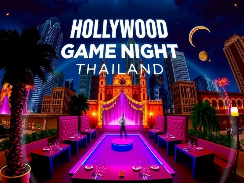 Hollywood Game Night Thailand set with Thai celebrities playing a charades-style game