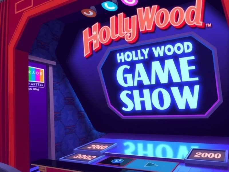 Hollywood game show host on set with bright lights