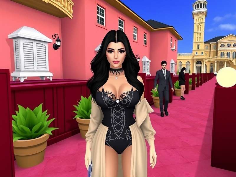 Kim Kardashian Hollywood 2022 gameplay screenshot showing red carpet event and celebrity interactions