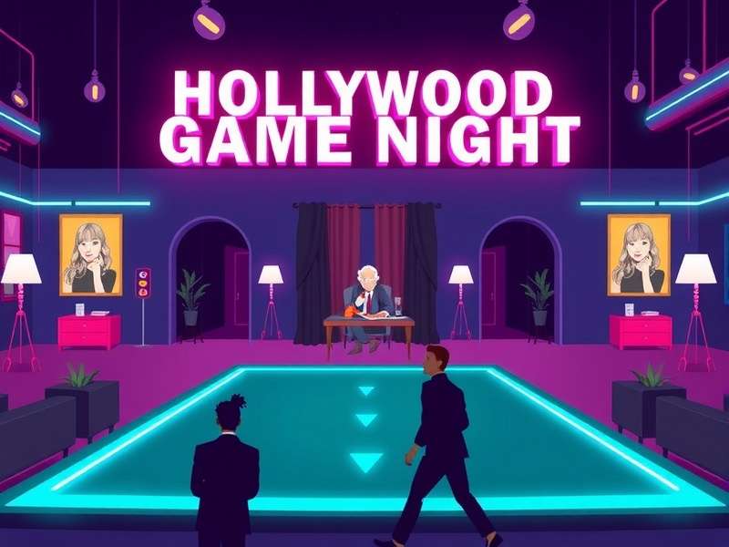 Hollywood Game Night cast and host playing a fun game on set