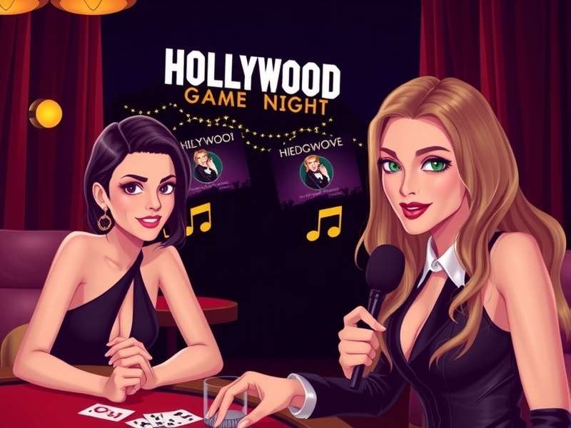 Hollywood Game Night set with host Jane interacting with players