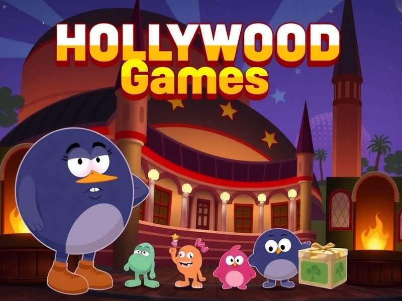 Vibrant gaming setup in a German living room featuring Hollywood-themed games on multiple screens