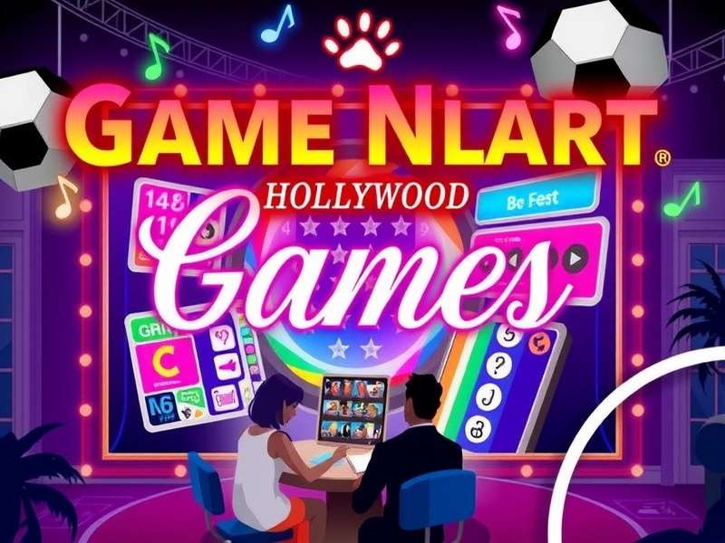 Hollywood Game Night party setup with friends playing games