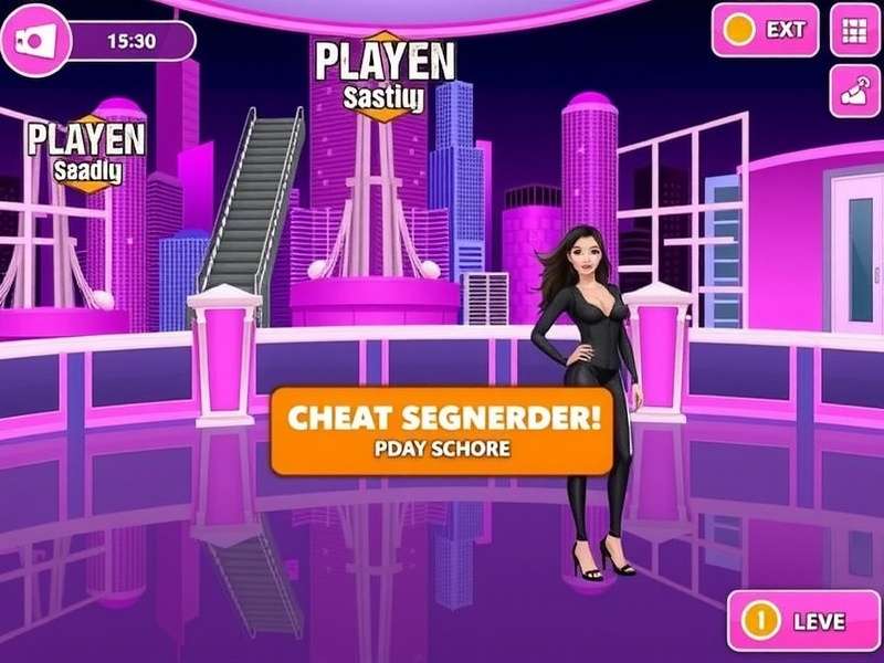 Kim Kardashian Hollywood Game interface showing a character at an A-List party