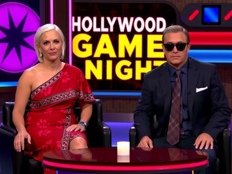 Cast of Hollywood Game Night Season 4 Episode 7 laughing during a game round