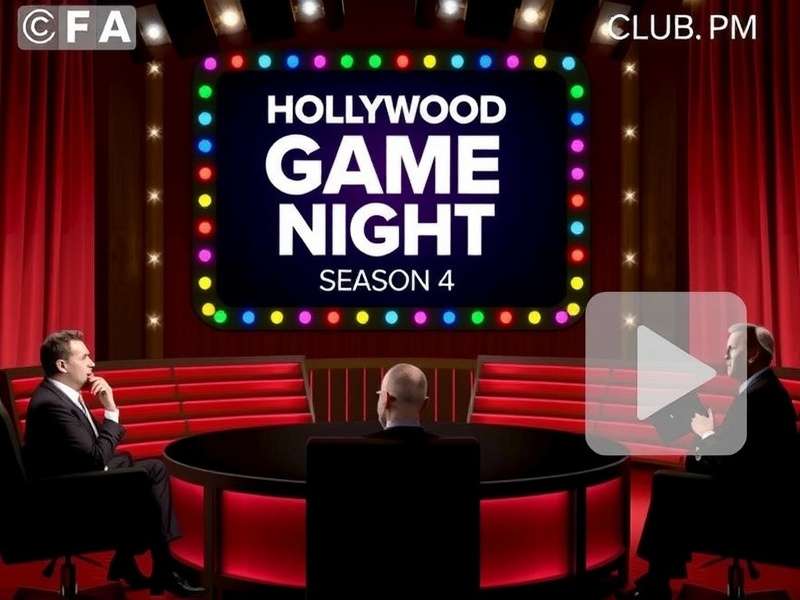 Hollywood Game Night Season 4 cast playing a charades-style game with host Jane Lynch laughing