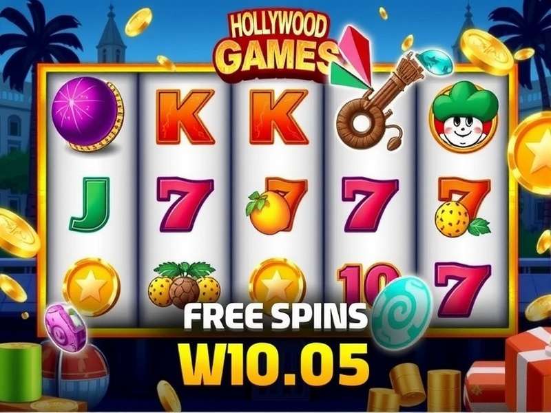Hollywood-themed casino game interface showing free spin activation