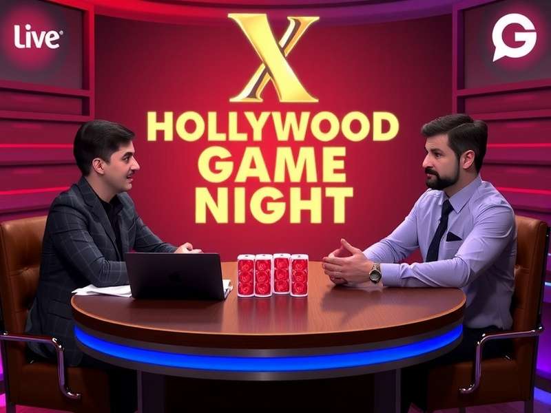 Jane Lynch hosting Hollywood Game Night Season 6 Episode 3 with celebrity contestants laughing