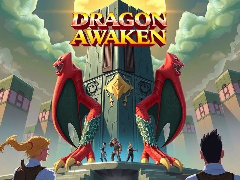 Hollywood Games Dragon Awaken Monolith — game poster with dragon and monolith artwork