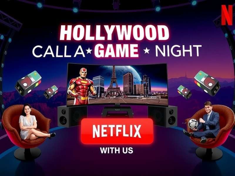 Hollywood Game Night streaming on Netflix – vibrant set with celebrities and game lights