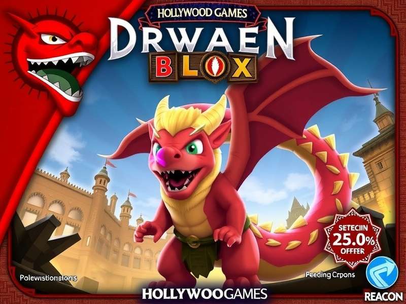 Hollywood Games Dragon Awaken Blox – fiery dragon with golden blox symbols on a slot grid