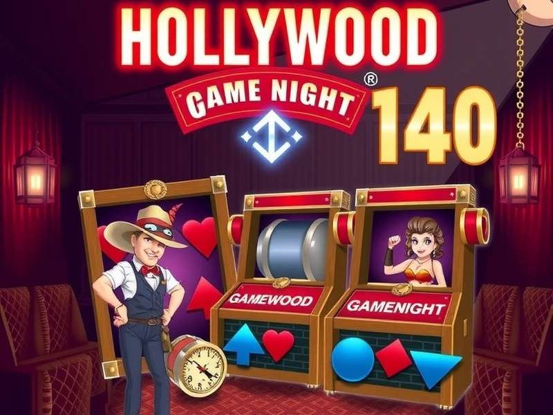 Hollywood Game Night party with friends playing celebrity charades under warm lights