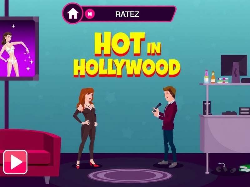 Hollywood Game characters lineup featuring glamorous avatars and neon Hollywood backdrop